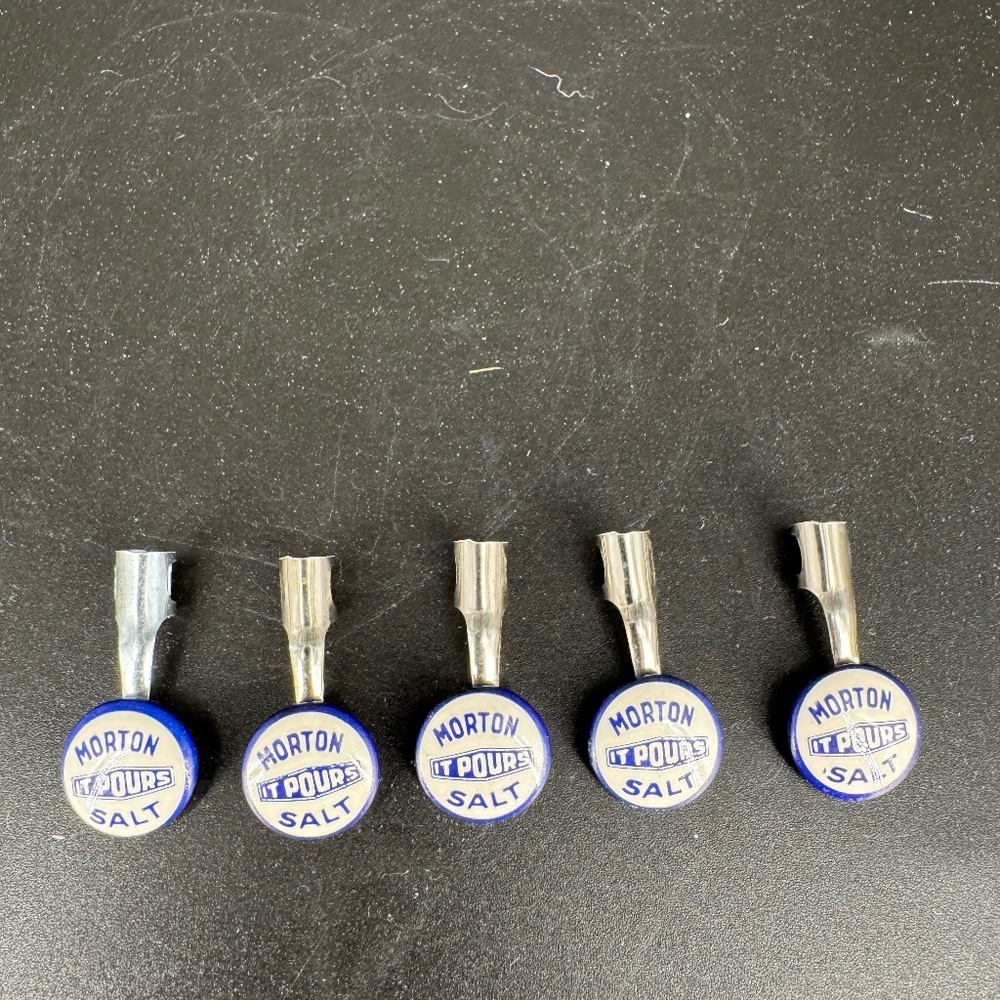 Vintage Morton Salt Advertising Pencil Clip Topper Chicago Lot Of 5